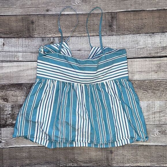 Madewell Blue White Striped Tie-Front Keyhole Cami Tank Top | Size 00 - Picture 6 of 7